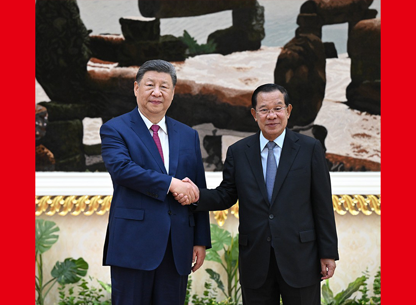 習(xí)近平會(huì)見柬埔寨人民黨主席、參議院主席洪森