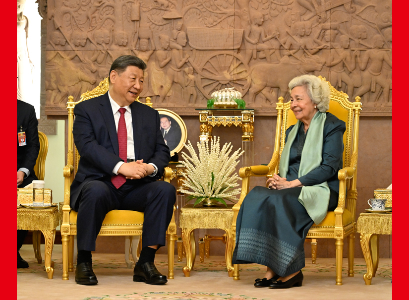 習(xí)近平會(huì)見柬埔寨太后莫尼列